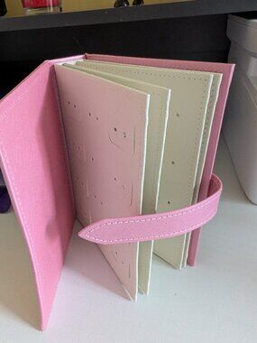 Book-style earring organizer, bright pink